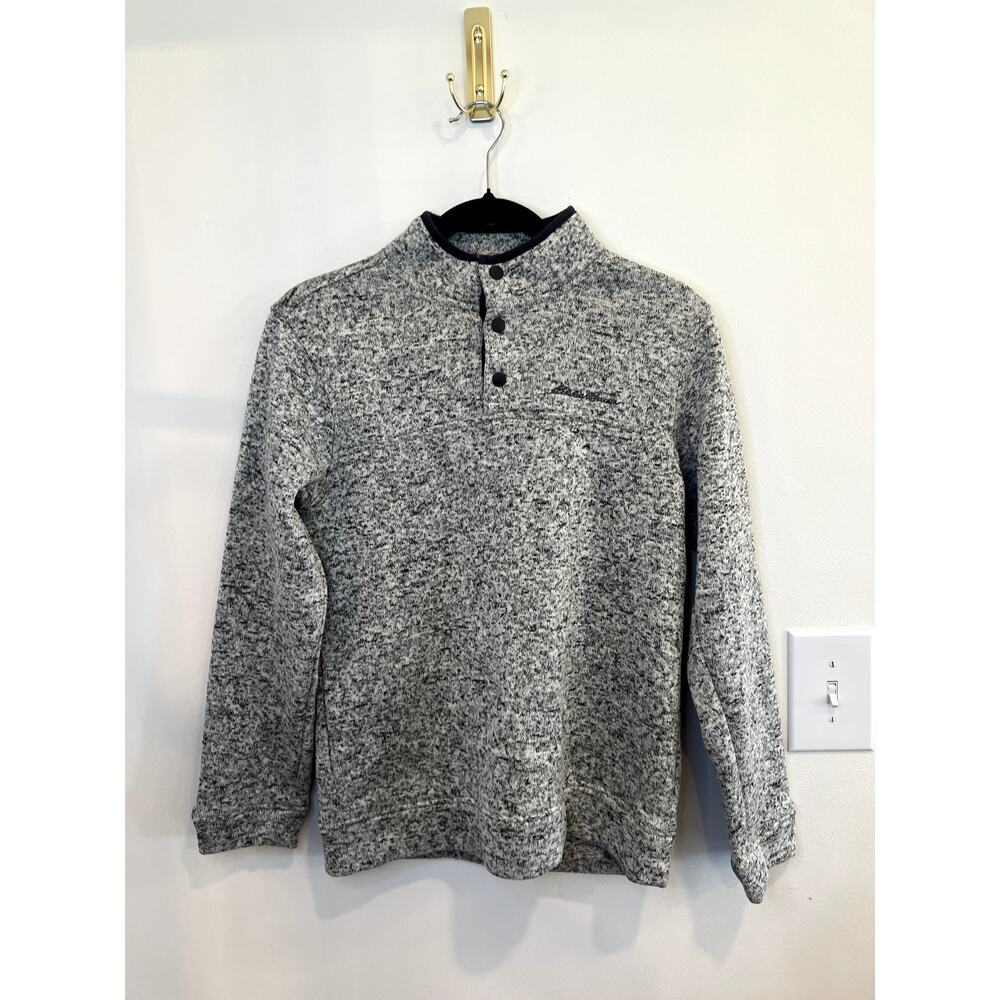 Eddie Bauer Men’s Radiator Fleece Snap Mock Pullover Gray Marled Size Small